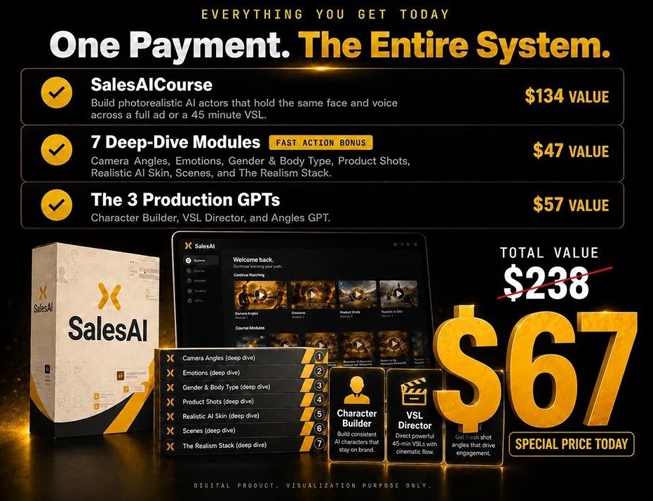 Sales AI Course pricing — $67 one-time (regular $137), 90-day guarantee